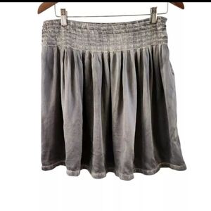 Anthropologie Moulinette Soeurs Gray Silk Skirt Short Side Zip Womens Size 6